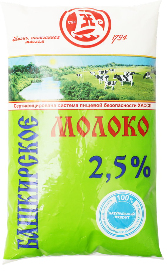 

Молоко пастеризованное АМЗиН Башкирское 2.5% 900 мл