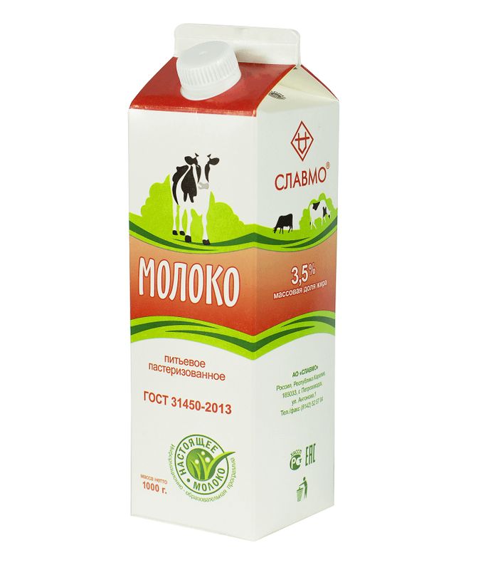 

Молоко Славмо пастеризованное 3.5%, 1 кг