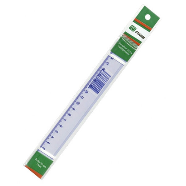Линейка Стамм 20см пластик прозр тонир европодвес ЛН16
