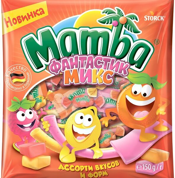 Конфеты Mamba жевательные Фантастик Микс ассорти вкусов и форм 150г