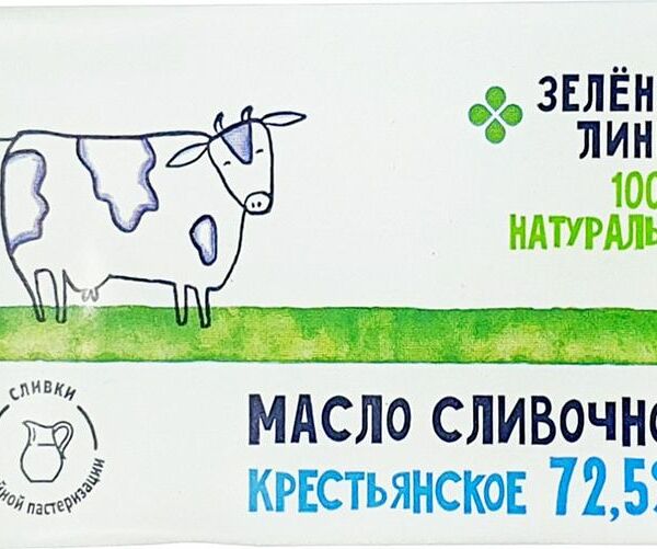 Масло сладкосливочное Крестьянское несолёное 72.5% Зелёная Линия, 180г