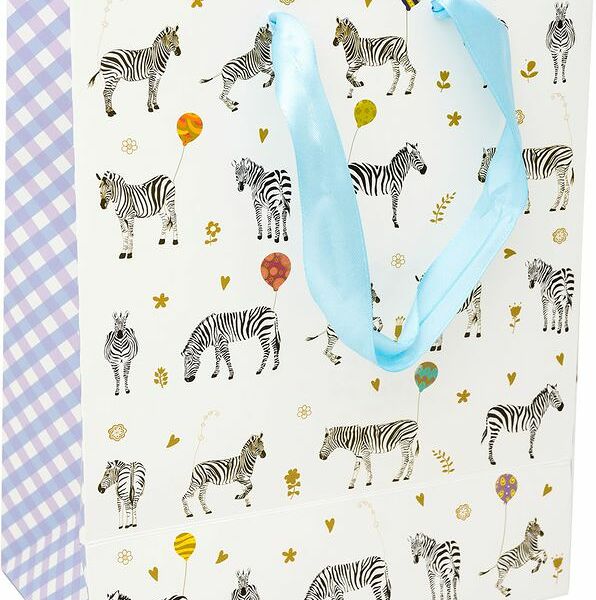 Пакет подарочный Зебры Слоны Щенки Кошки в ассортименте, 18х23х10 см