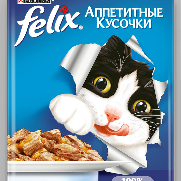 Влажный корм для кошек Felix Аппетитные кусочки с кроликом в желе 85г