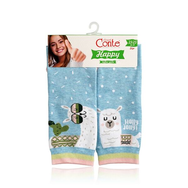 Женские носки Conte Happy 18С-227СП трикотажные , р.23-25 , Голубой
