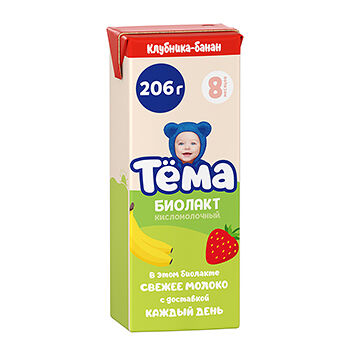 Биолакт Тёма Клубника-Банан, 3% 206 г