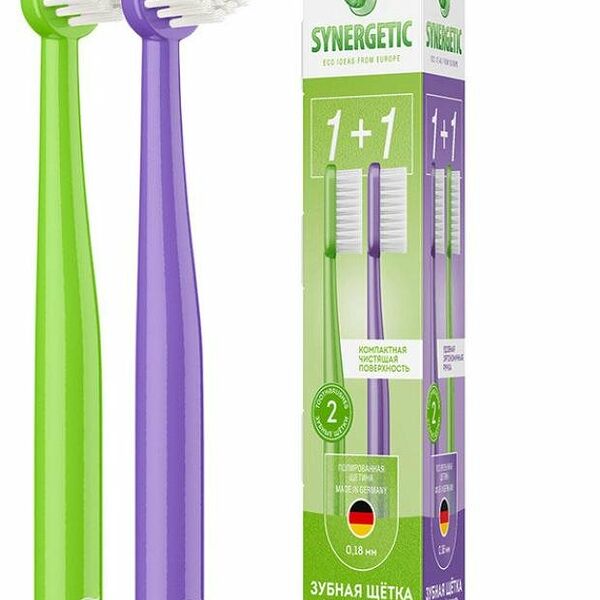 Зубная щетка SynergeticEco dental care, medium, 2 шт