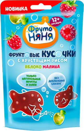 

Фруктовые кусочки ФрутоНяня с хрустящим рисом со вкусом яблоко-малина с 12 месяцев 12 г