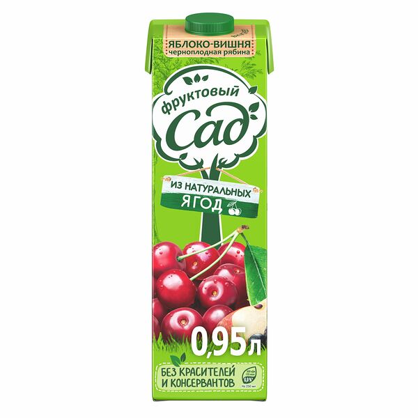 Нектар Фруктовый Сад Яблоко-Вишня-Черноплодная рябина осветленный 0.95 л