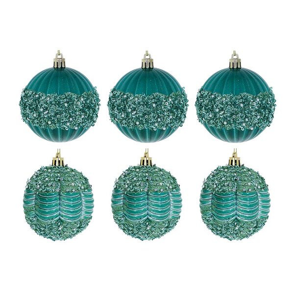 Сноу бум премиум набор фигурных шаров с декором, 3 шт, 8 см, пластик, бисер, бирюзовый