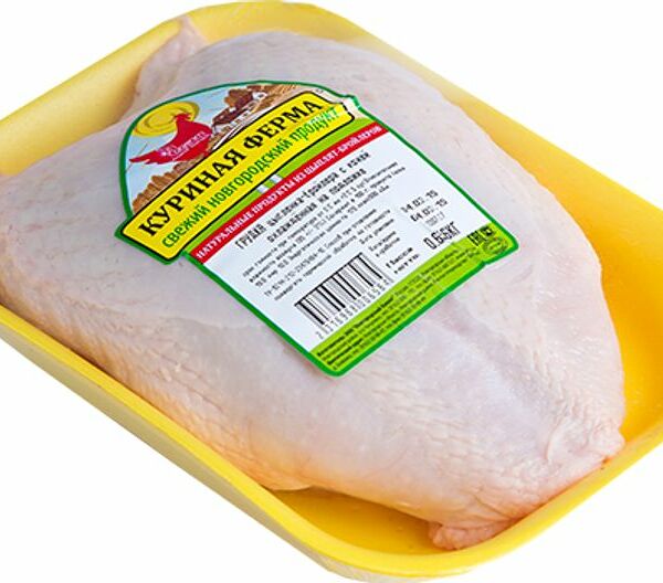 Грудка Куриная Ферма цыплят-бройлеров с кожей