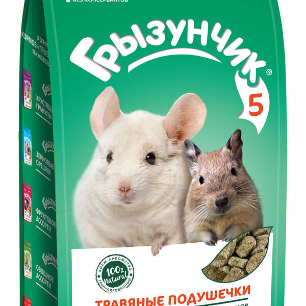 Корм-лакомство для грызунов и кроликов Зоомир Грызунчик №5 Травяные подушечки 280 г