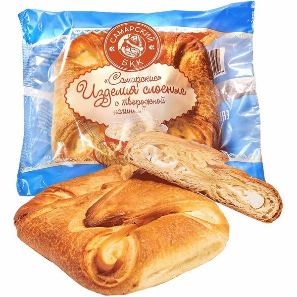 Изделия слоёные СБКК Самарские с творожной начинкой, 100г