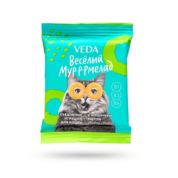 Лакомство для кошек Veda Веселый мур-р-рмелад с кошачьей мятой, 6 г