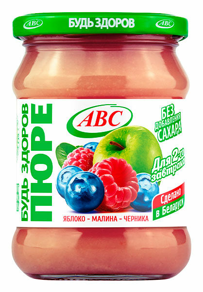 Пюре яблочно-малиновое-черничное ТМ АВС