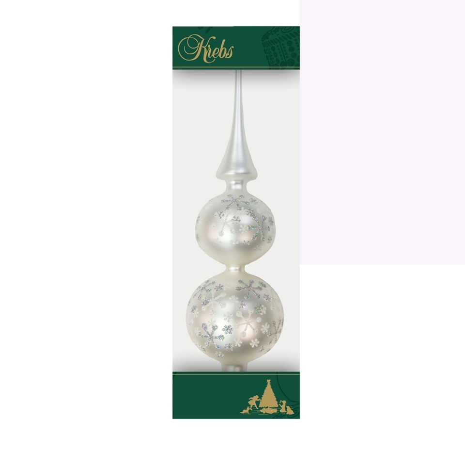 

Верхушка для елки Krebs цвет жемчужно-серебряный/ярко-серебряный, ручная работа, стекло, 33 см, 1 шт, в ассортименте