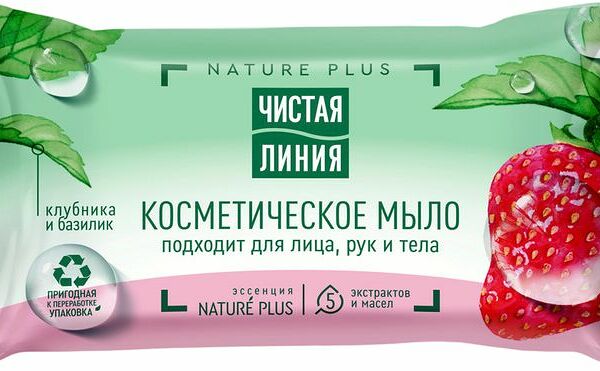 Мыло косметическое ЧИСТАЯ ЛИНИЯ Клубника и базилик