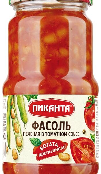 Фасоль Пиканта печеная в томатном соусе 470г