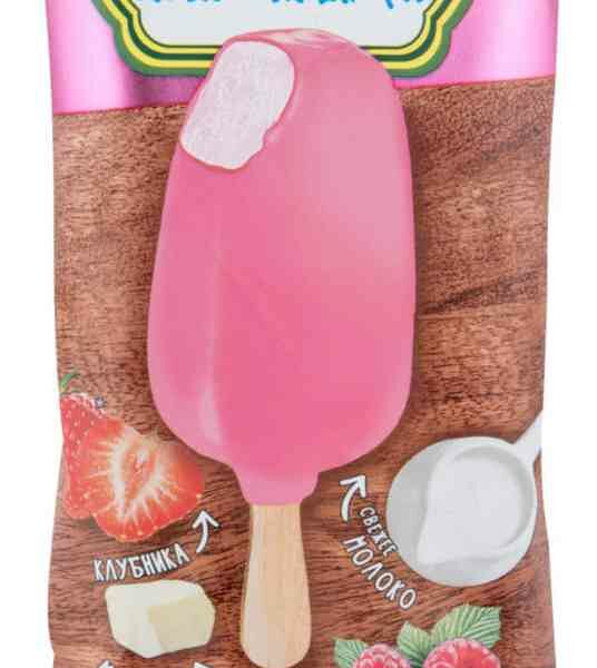 Мороженое пломбир эскимо Пломбир Вологодский с ароматом Клубники и малины