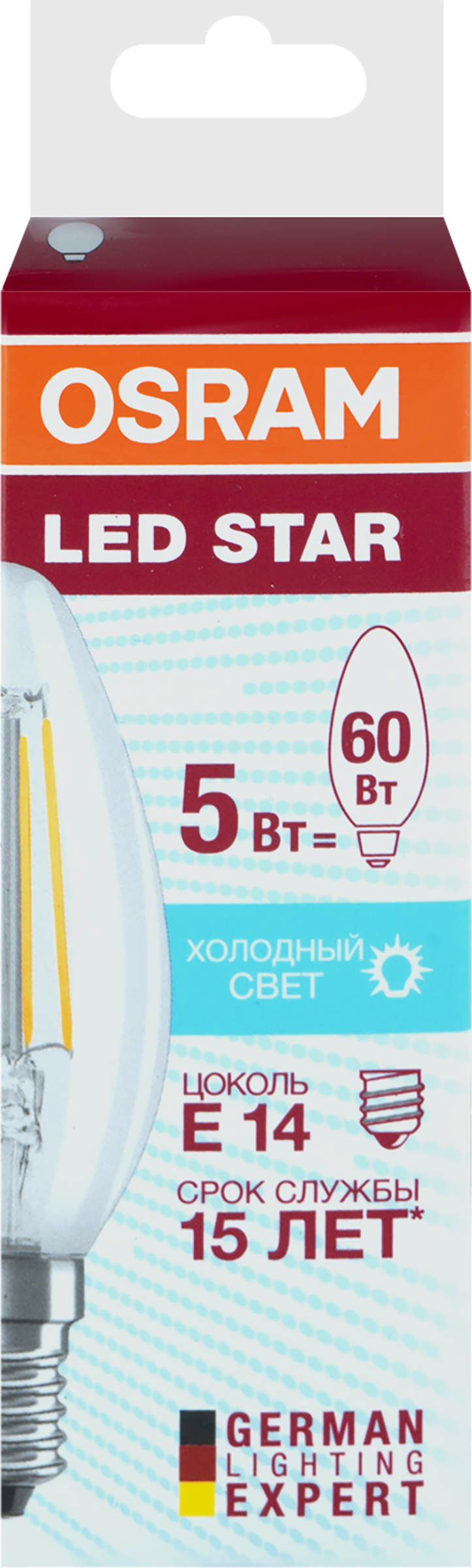 

Лампа светодиодная OSRAM LED Star, 5Вт, 4000К, E14, колба B