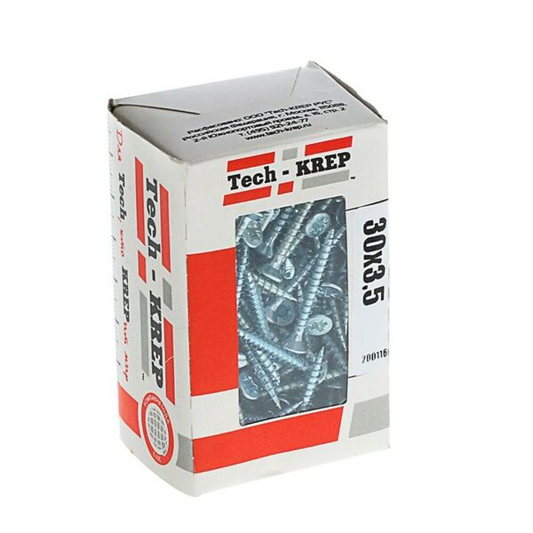 Саморез универсальный, потайная головка, TECH-KREP, оцинкованный, 3,5х30мм, 200шт