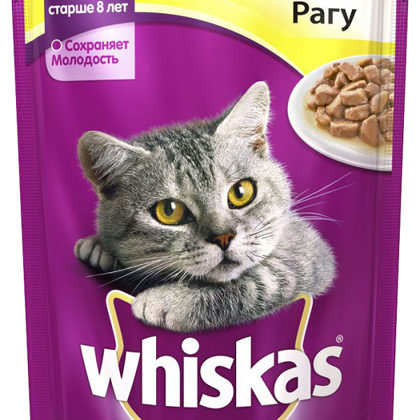 Влажный корм Whiskas для кошек старше 8 лет, рагу с курицей 85г
