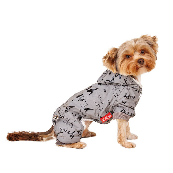 Комбинезон светоотражающий для собак с буквами S серый (унисекс)