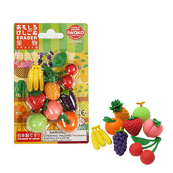 Резинки стирательные «Фрукты» в блистерной упаковке, Iwako, набор из 8 штук