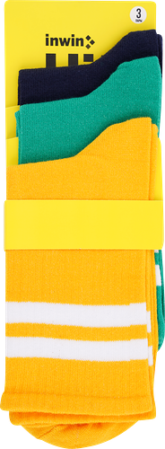 Носки высокие для взрослых Inwin Hit р. 23–29, синий, желтый, зеленый, Арт. 3060, 3пары