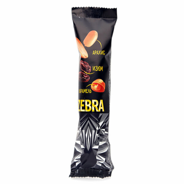 Батончик с арахисом и изюмом с мягкой карамелью ТМ Zebra (Зебра)