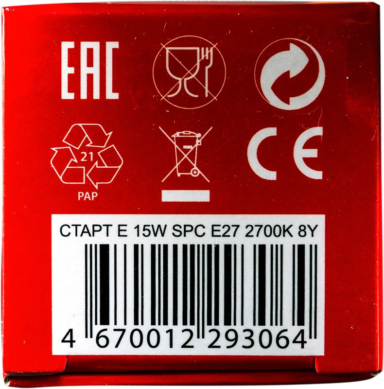 

Лампа энергосберегающая Старт 15W SPC E27 Теплый белый свет