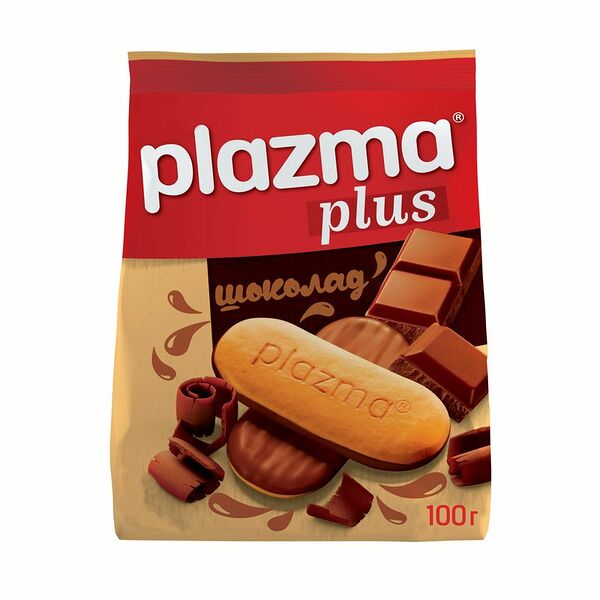 Печенье Plazma обогащенное витаминами в молочном шоколаде, 100г