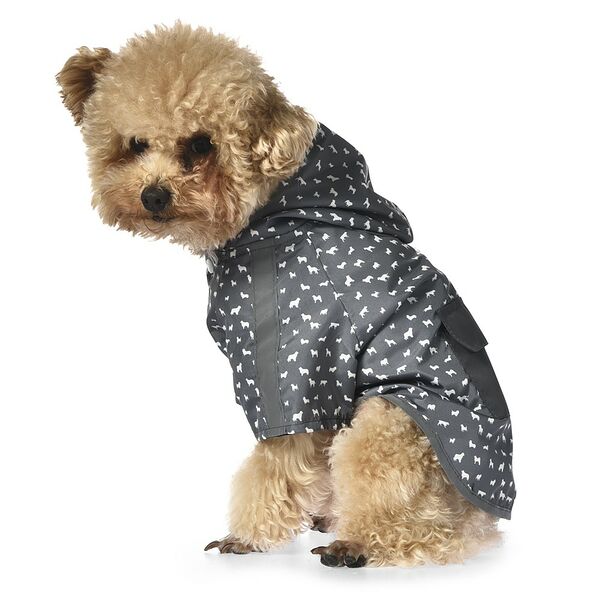 Дождевик для собак FOXIE Rain S (длина спины 30см) серый с карманом