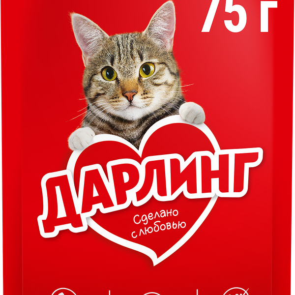 Корм влажный для взрослых кошек ДАРЛИНГ с курицей в подливе, 75г