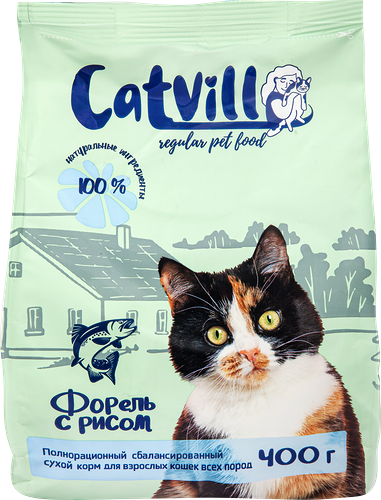 Корм сухой для кошек VILL Форель, рис, 400г