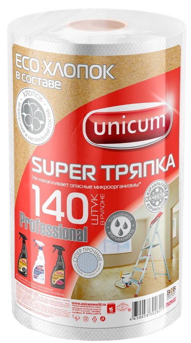 

Чудо тряпка Unicum Super для сухой и влажной уборки в рулоне, 140 шт
