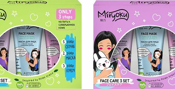 Набор Miryoku Face care 3 set скраб для лица 50мл + маска 50мл + крем 50мл в ассортименте