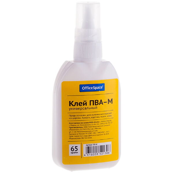 Клей ПВА 65г OfficeSpace, с дозатором  OS-65 шт OfficeSpace