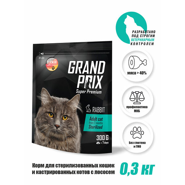 Сухой корм для стерилизованных кошек Grand Prix Sterilized с кроликом