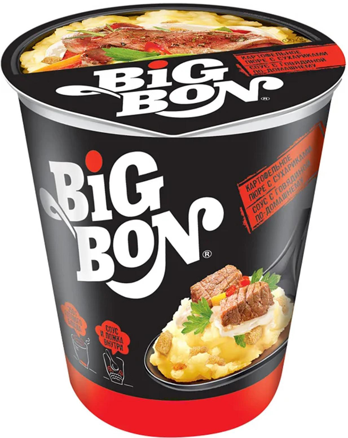 

Пюре картофельное с сухариками и соусом с говядиной Big Bon