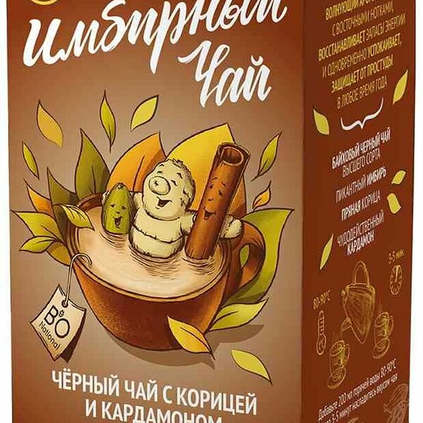 Чай черный Bio National Имбирный с корицей и кардамоном, 20×1,7 г