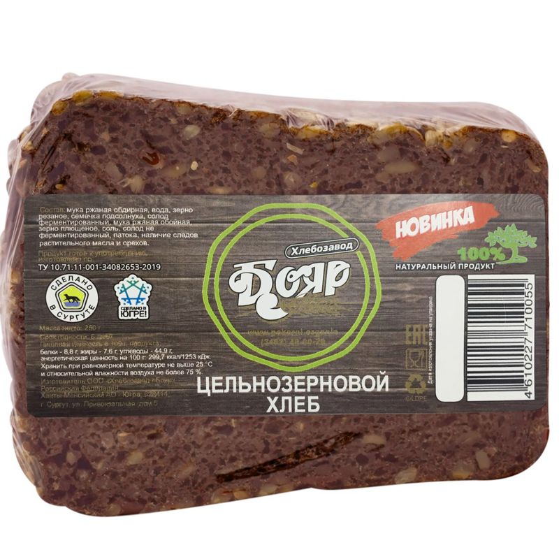 

Хлеб Бояр Цельнозерновой ржано-пшеничный нарезка 250 г
