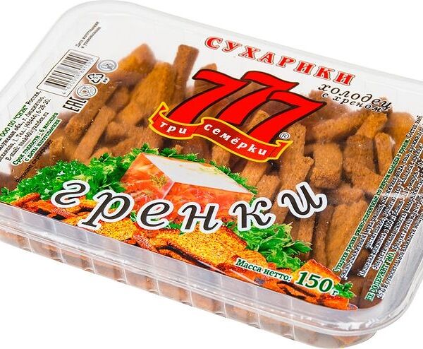 Гренки ржано-пшеничные Три Семёрки с ароматом Холодца и хрена