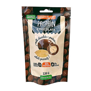 Драже Chikalab 30% Protein Арахис в молочном шоколаде (без сахара) 120 г, Россия