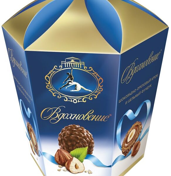 Конфеты Вдохновение с шоколадно-ореховым кремом и целым фундуком 150г