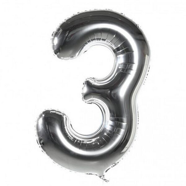 Воздушные шары Цифры (серебро) 3
