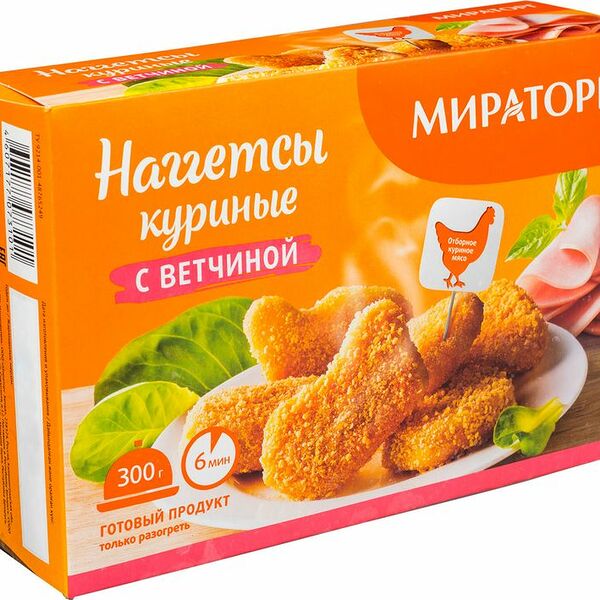 Наггетсы Мираторг куриные с ветчиной, 300г