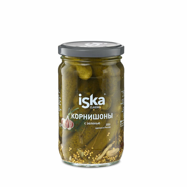 Корнишоны Iska с зеленью маринованные, 350г