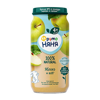 Пюре гипоаллергенное ФрутоНяня из яблок с 4 месяцев, 250 г