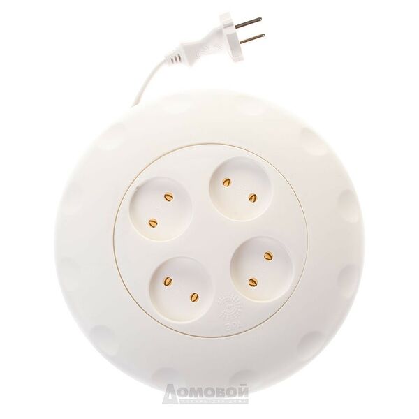 Удлинитель сетевой ЭРА UR-4-7m-W, без заземления, 4 гнезда, 7 м