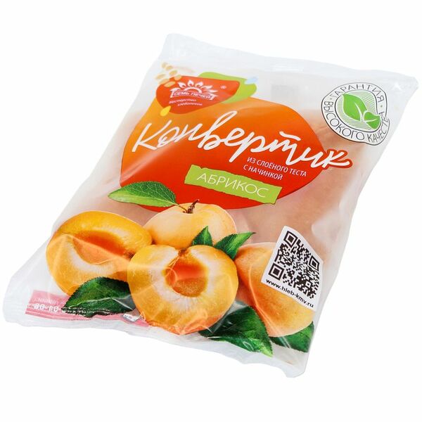 Конвертик Семь Печей Абрикос из слоеного теста 80г